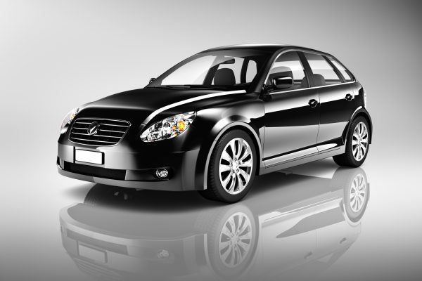 Three-Dimensional Shape Black Sedan Studio Shot